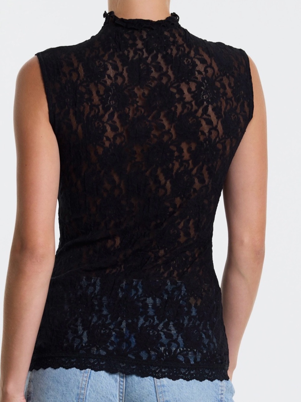 Hanky Panky Mock Neck Sheer Lace Top - Picture 2 of 5